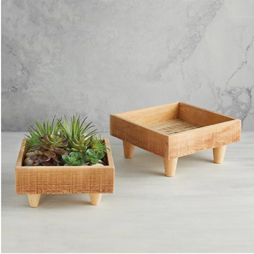 Square Wood Planter with Feet