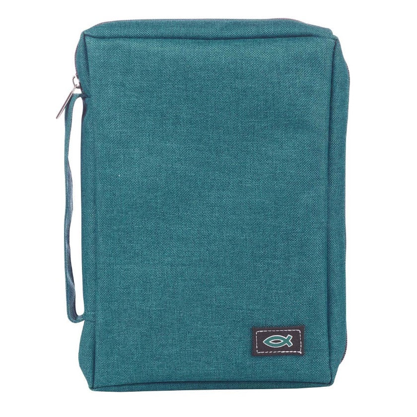 Teal Poly-Canvas Value Bible Cover with Fish Badge