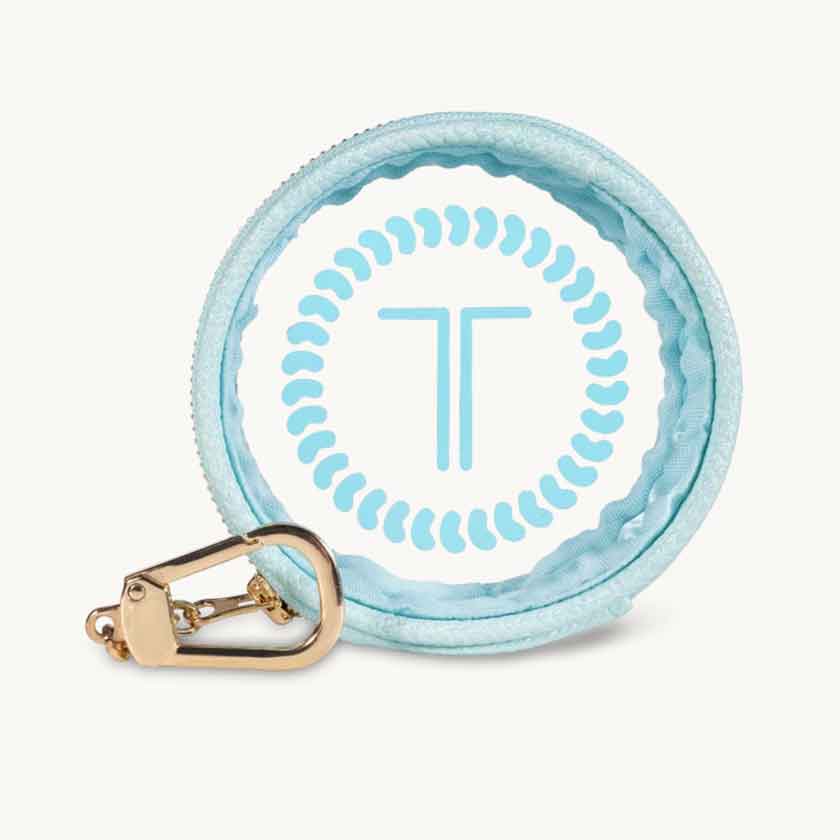TELETOTE Keychain in Aqua is the perfect accessory for traveling and organizing your TELETIES collection.