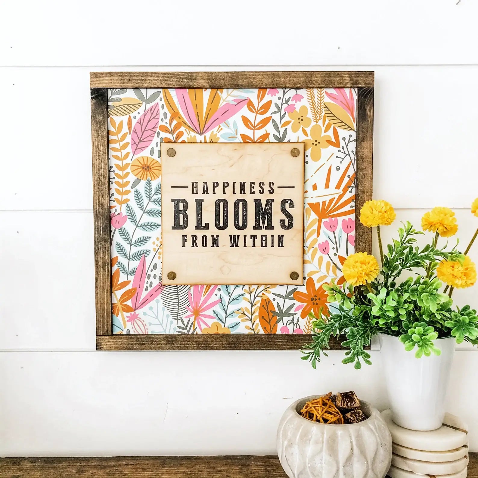 Happiness Blooms From With Spring Sign