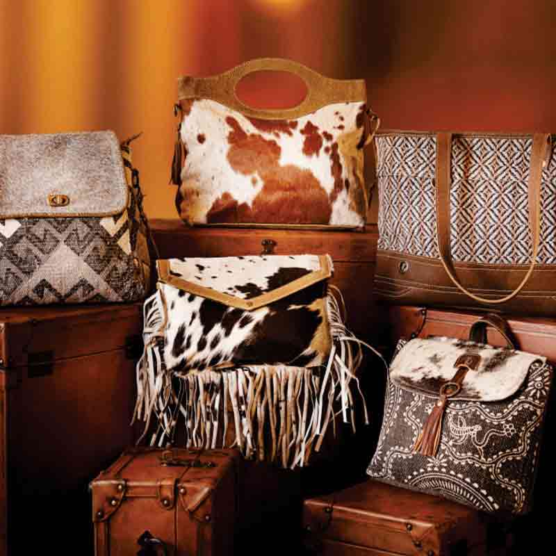 Trapezoidal cow leather handbag - Shop cowa-boutique Handbags