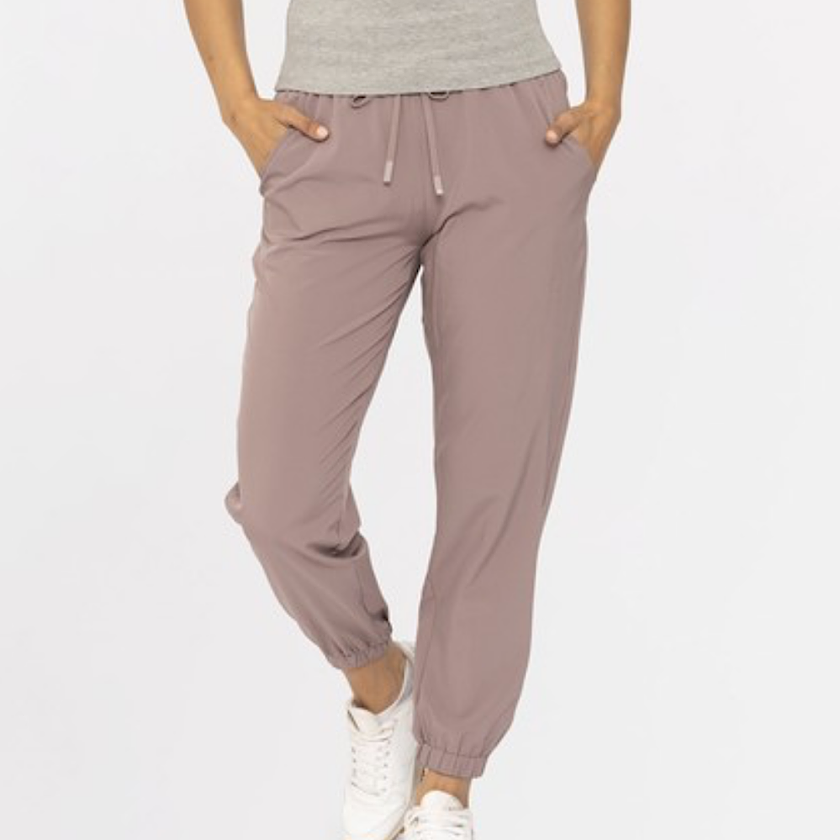 Mono B Cuffed Highwaist Joggers-Mauve