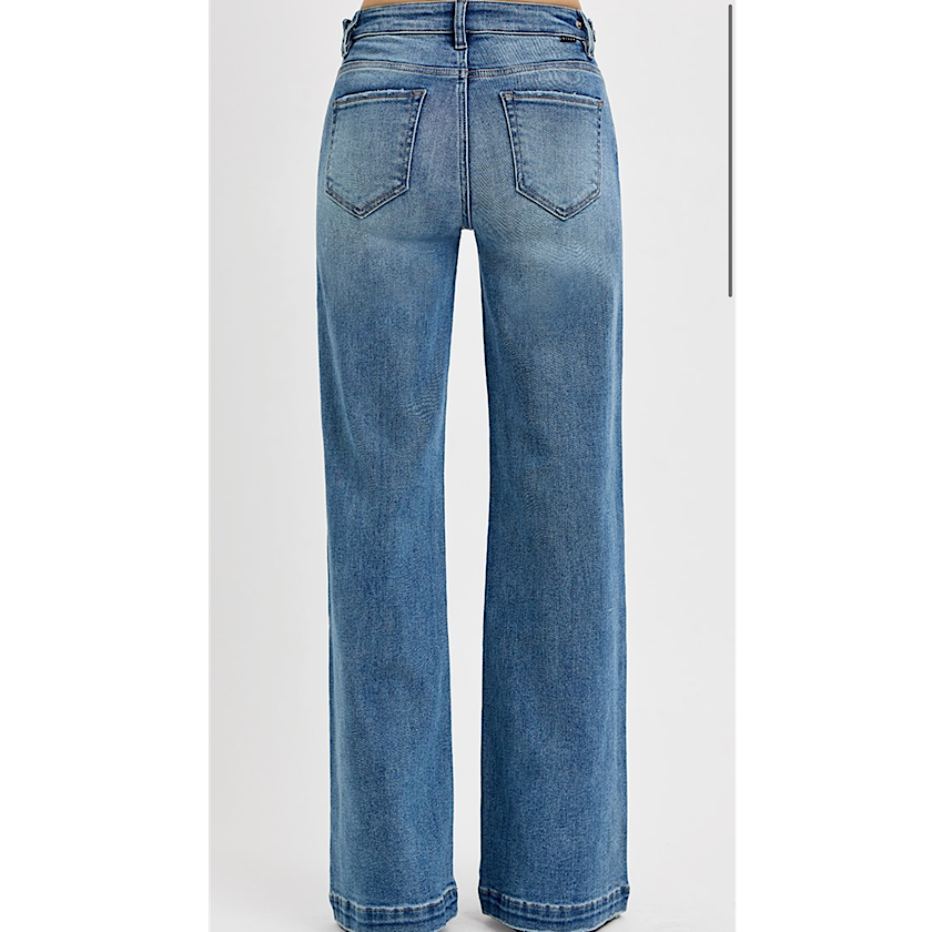 Risen Tummy Control Wide Leg Denim 33"