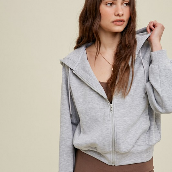 Heather Grey Scuba Hooded Jacket | The Shops SD