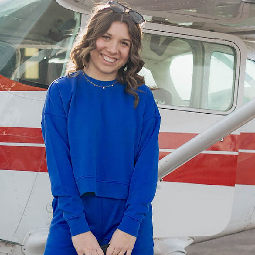 Luxe Sand Wash Rib Pullover in Deep Indigo