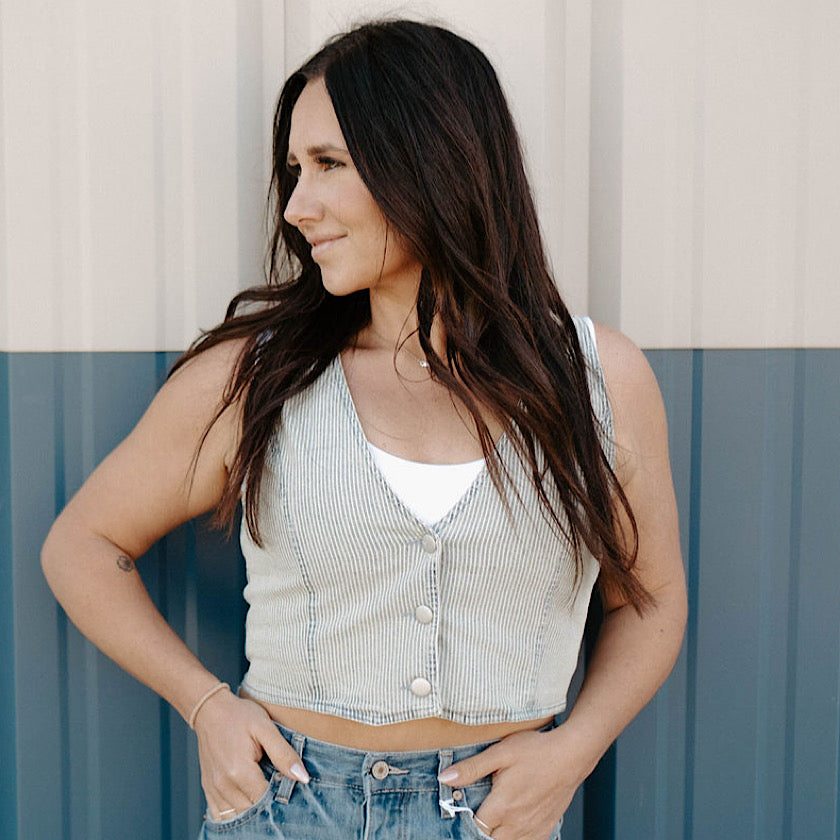 Faded Stripe Pattern Vest