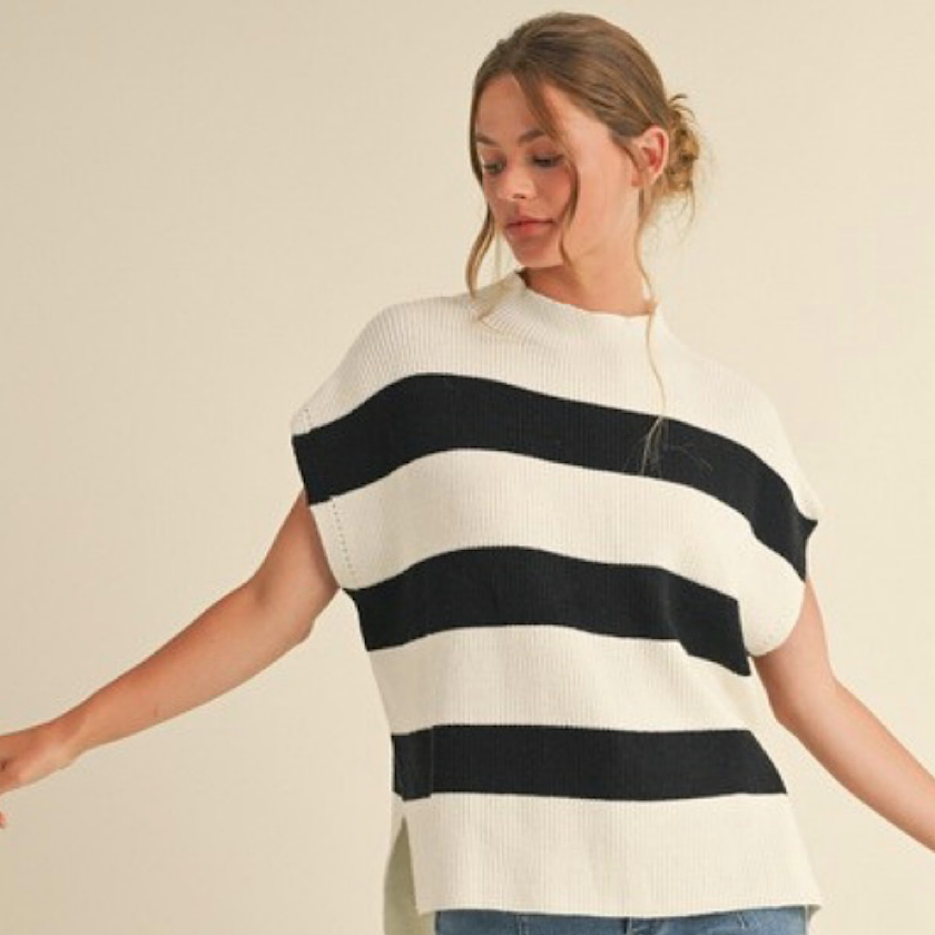 Black/Off White Stripe Sweater