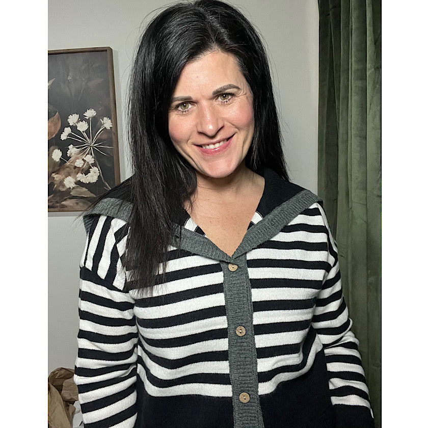 Black Striped Sailor Collar Sweater