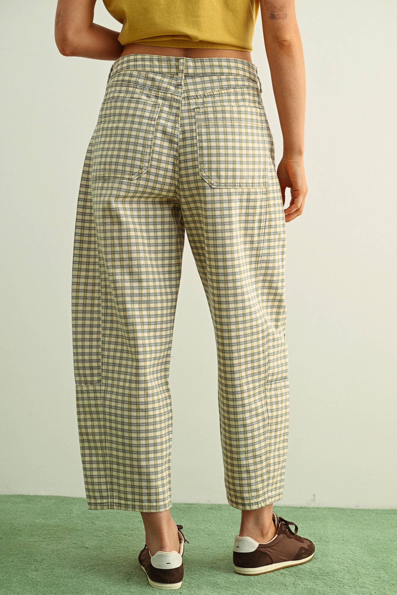 Mini Checker Barrel Pants