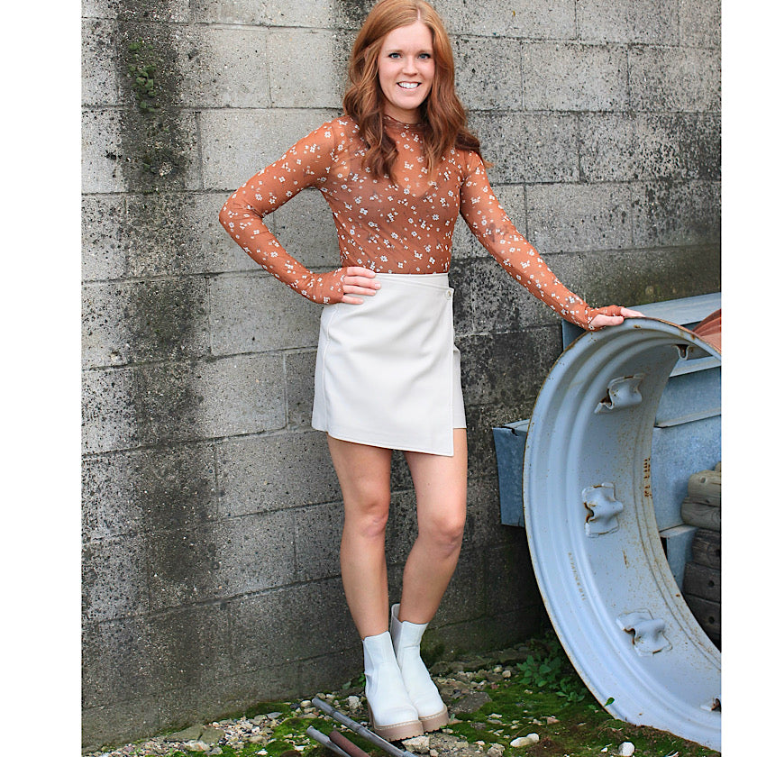 Stone Vegan Leather Mini Skirt