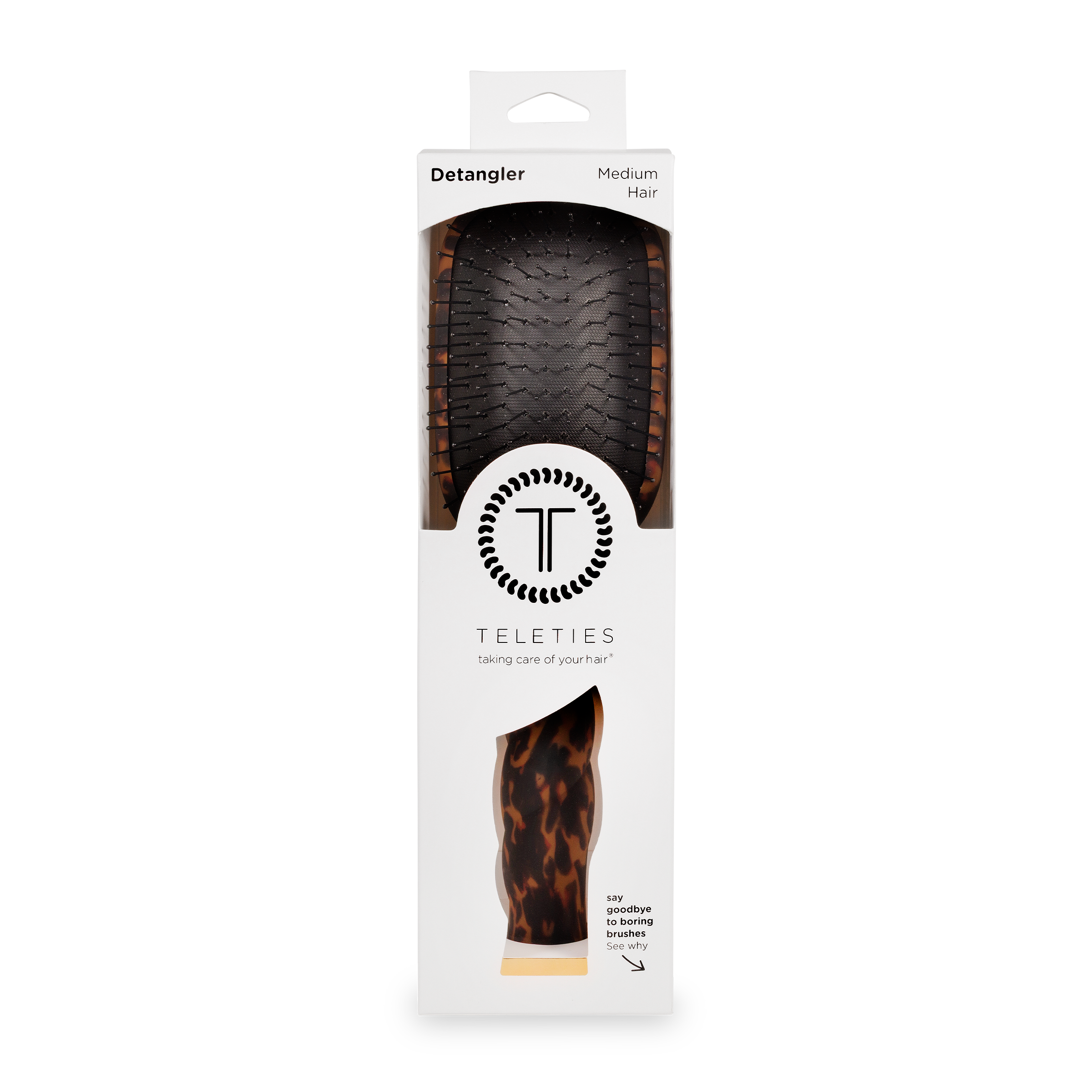 TELETIES - Detangler Hair Brush for Medium Hair - Tortoise