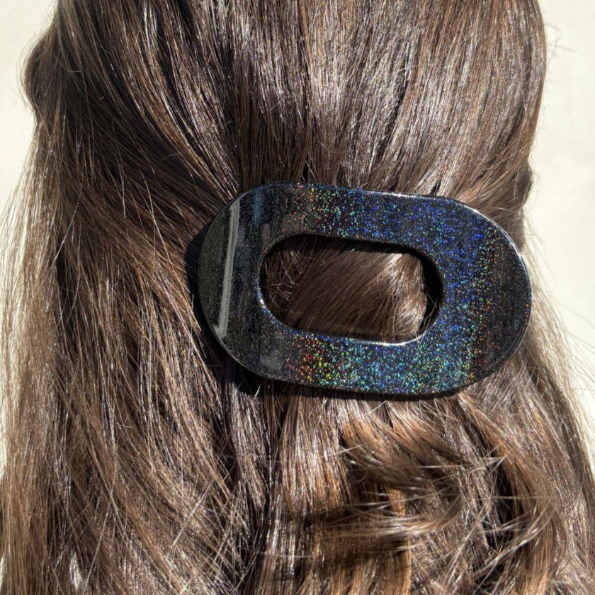 TELETIES - Round Flat Hair Clip | Small | Midnight Magic