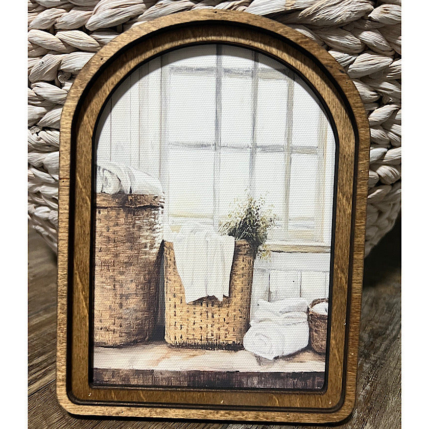 Arch Top Laundry Baskets Framed Art