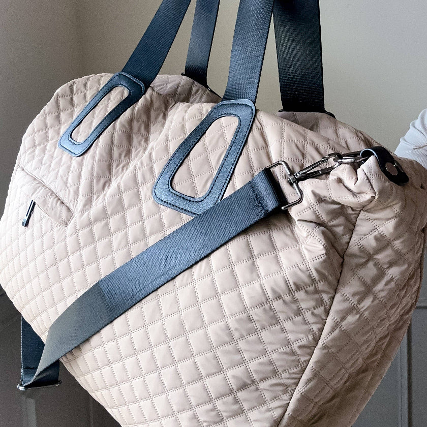 Quilted Weekender In Off White Or Beige