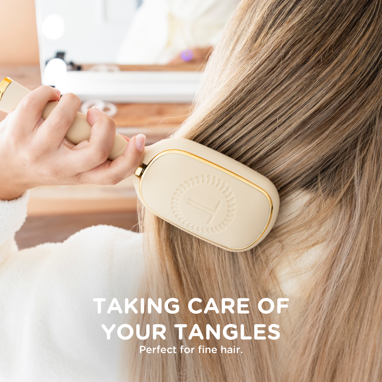 TELETIES - Detangler Hair Brush for Fine Hair - Tan