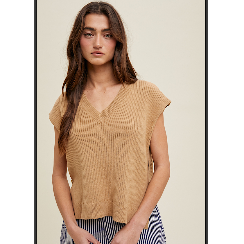 Mocha Side Button Sweater Vest