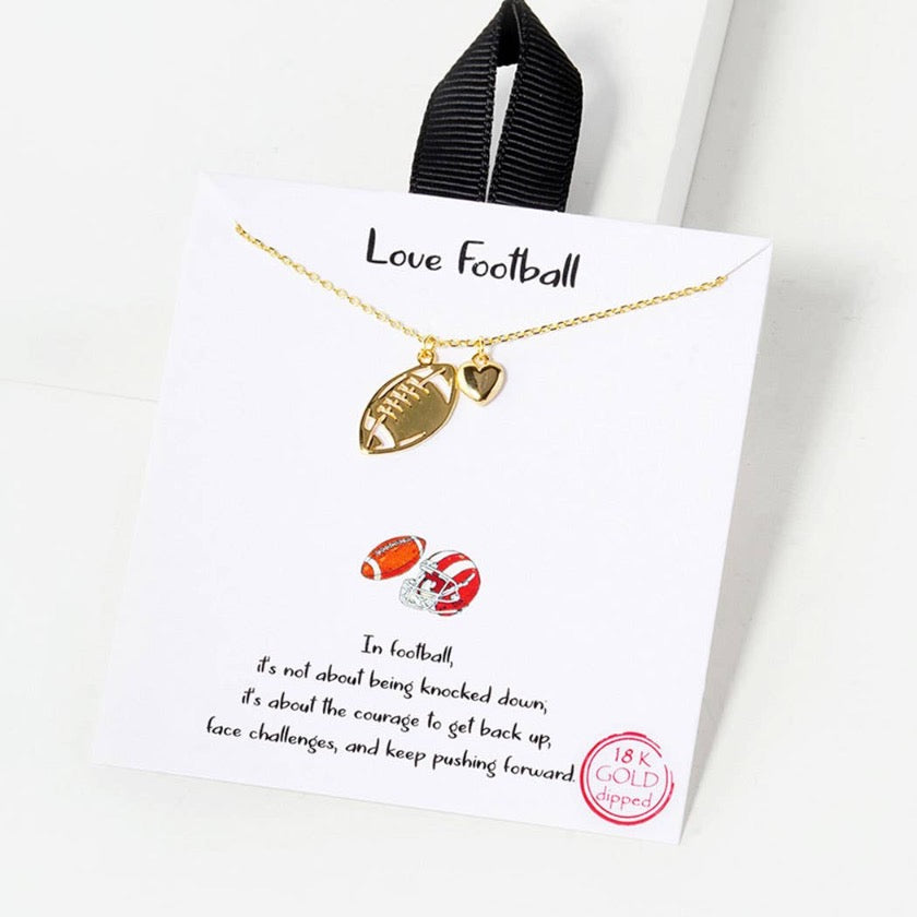 18K Gold White Gold Dipped Football Necklace