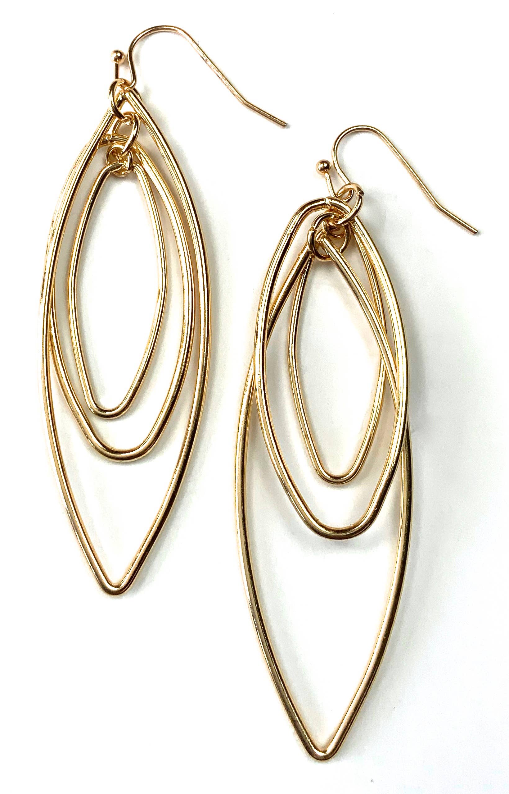 Gold Oval Hanging Earrings