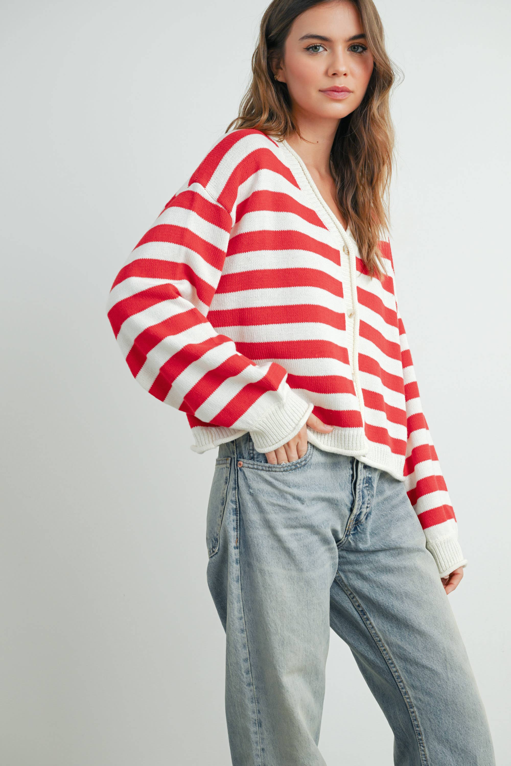 Stripe Button Cardigan