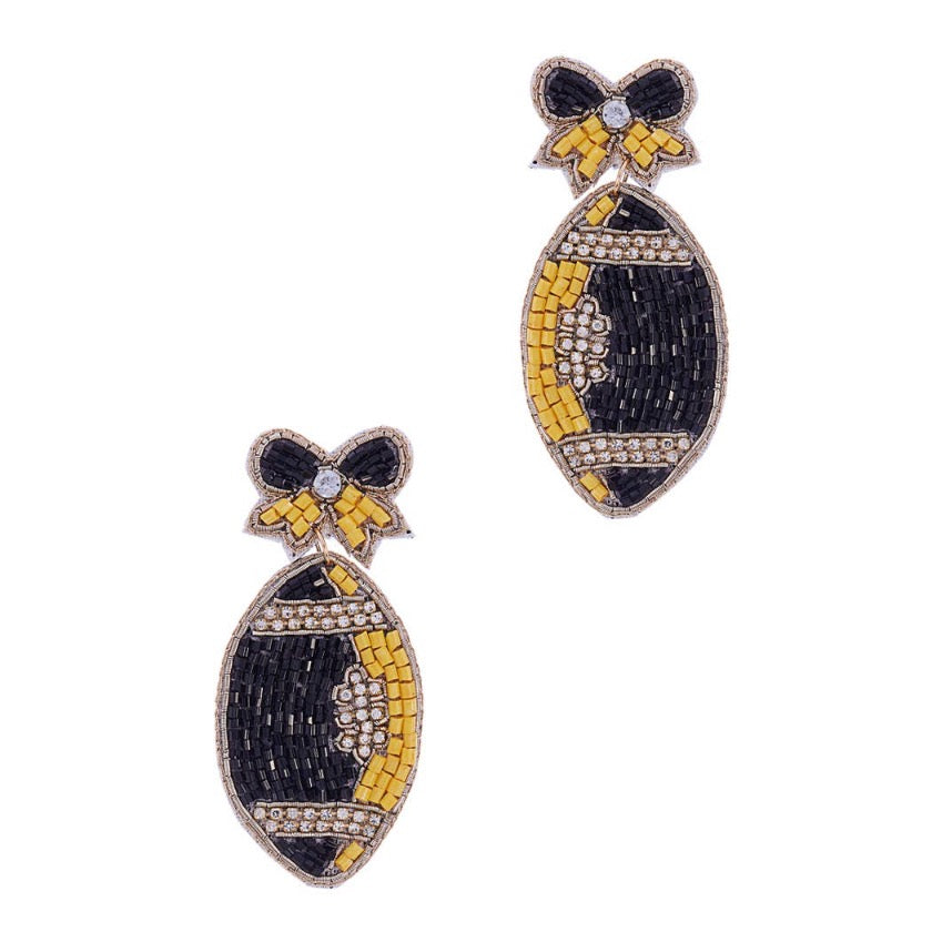Trojan Seed Beaded Football Shaped Post Earrings