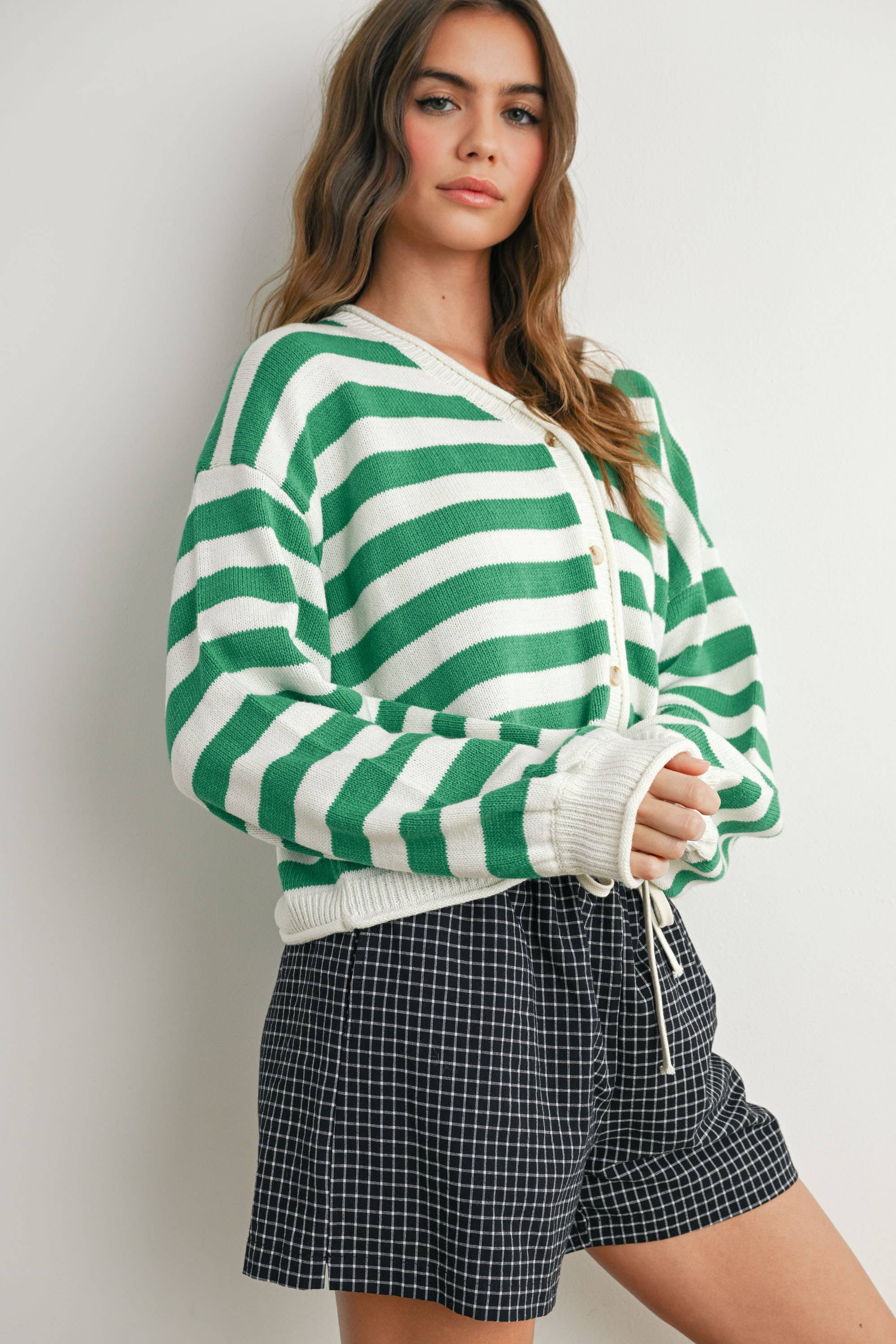 Stripe Button Cardigan