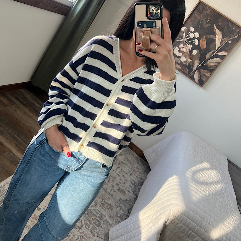 Stripe Button Cardigan