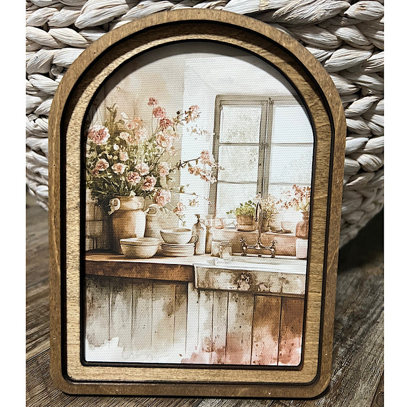 Arch Top Rustic Kitchen Framed Art