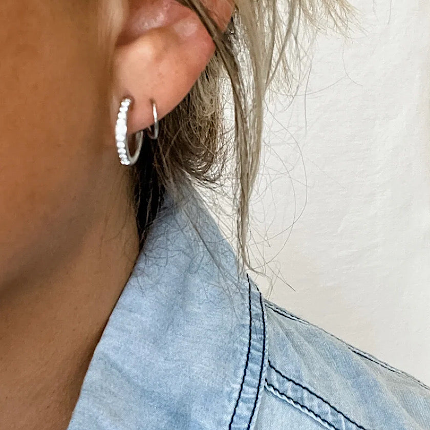 Gold Double Hoop Diamond Earrings