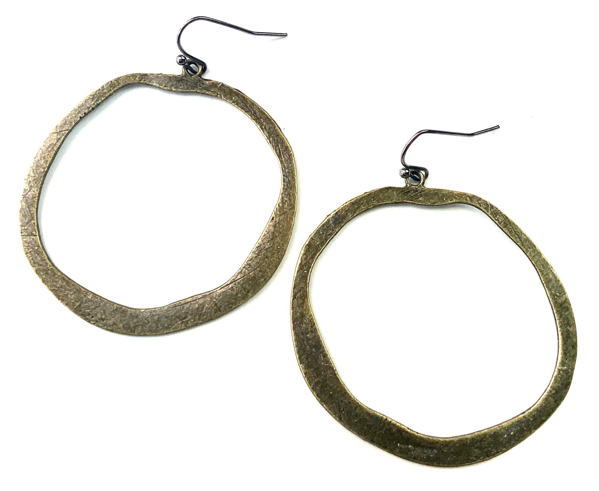 Bronze Hammered Ring Earrings