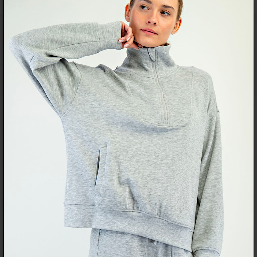 Heather Grey Quarter Zip Pullover