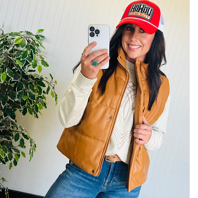 Camel Vegan Leather Vest