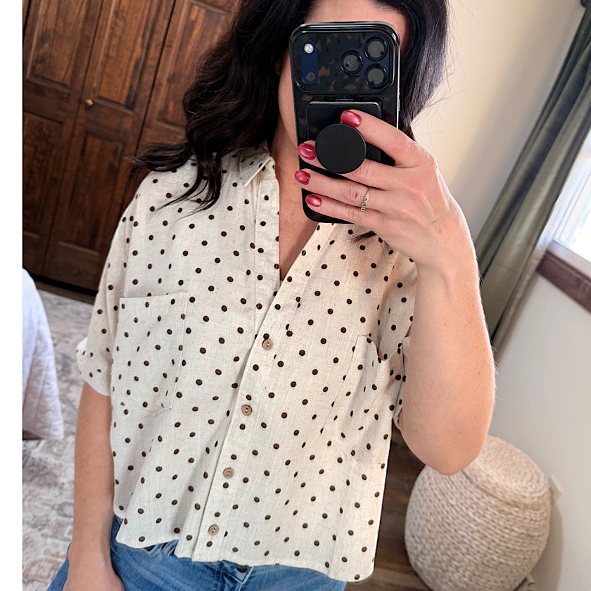 Polka Dot Button-Up Shirt