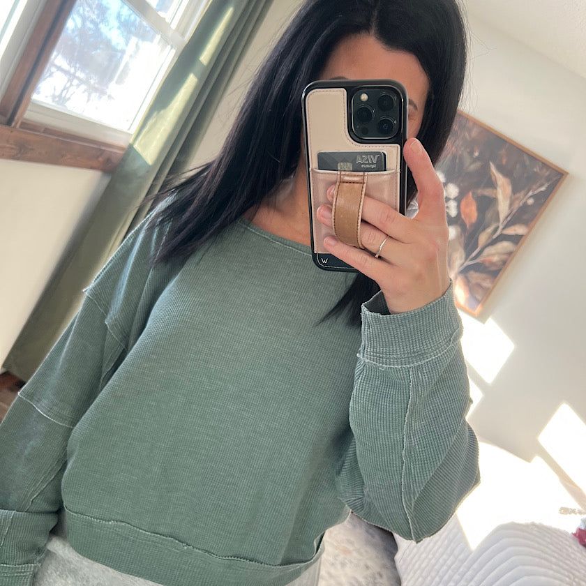 Waffle Knit Boatneck Top