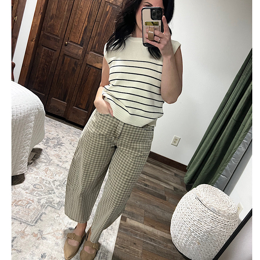 Mini Checker Barrel Pants