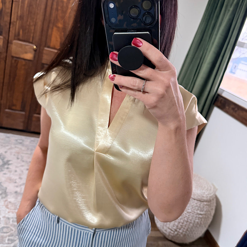 Cap Sleeve Satin Blouse