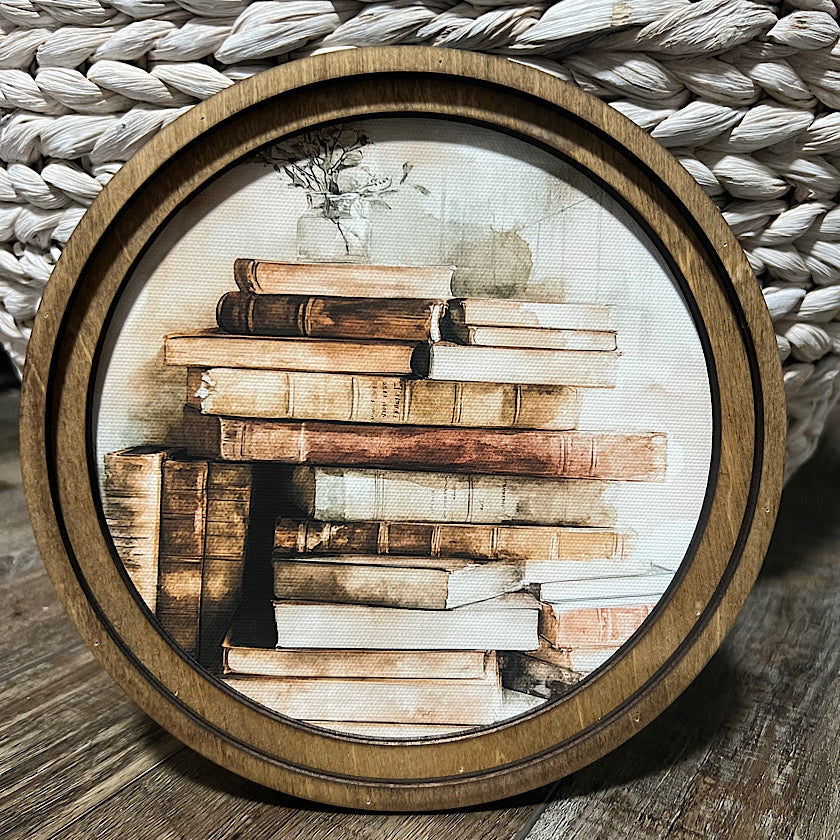 8" Round Books Art
