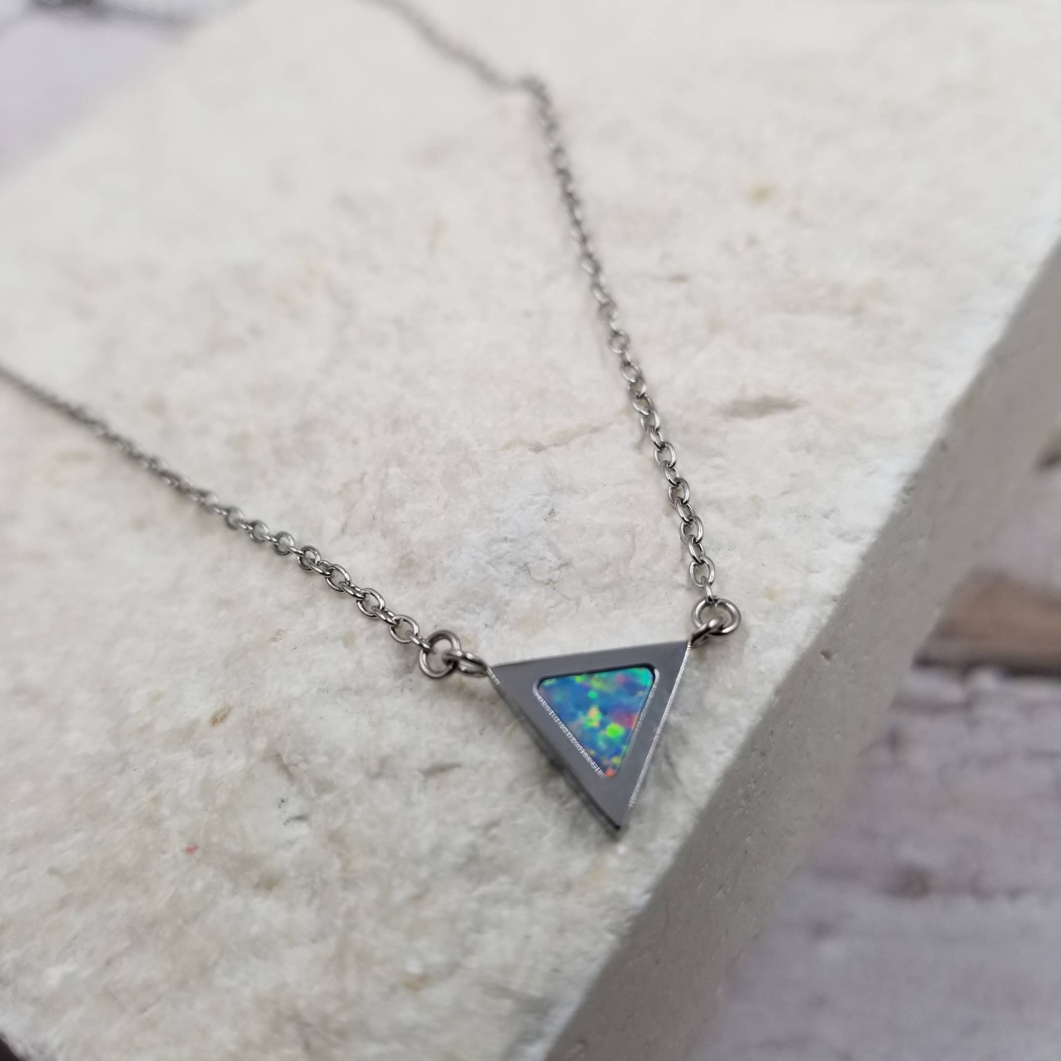 Titanium Steel Shiny Triangle Necklace