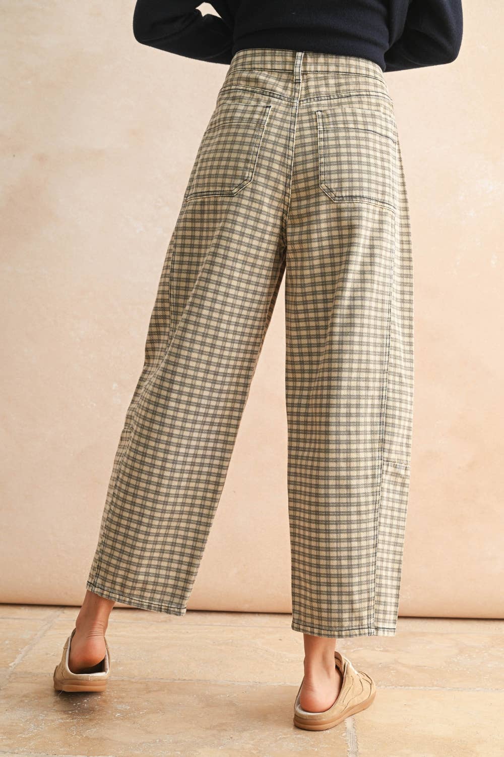 Mini Checker Barrel Pants