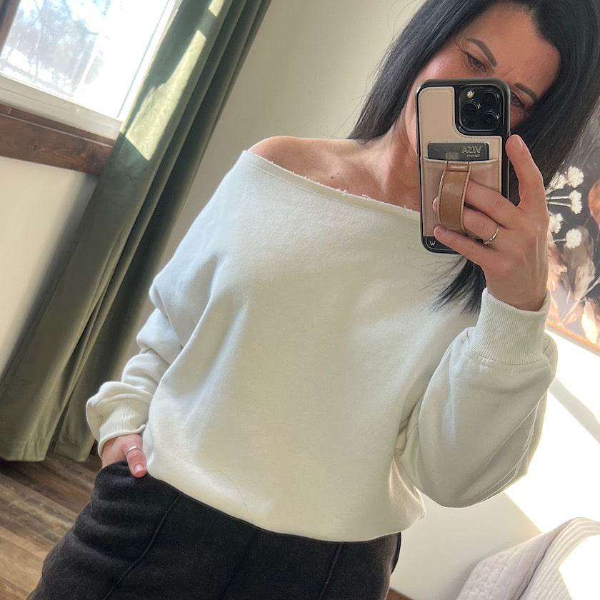 Bone Off Shoulder Sweatshirt