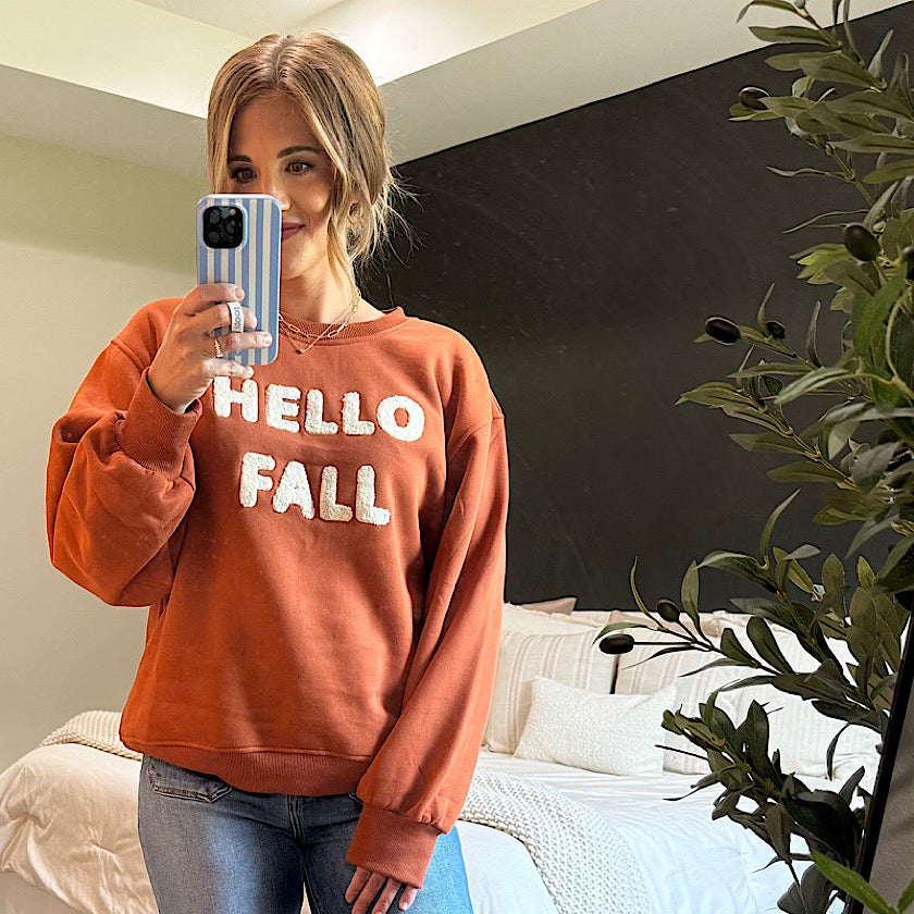Rust Hello Fall Sweatshirt