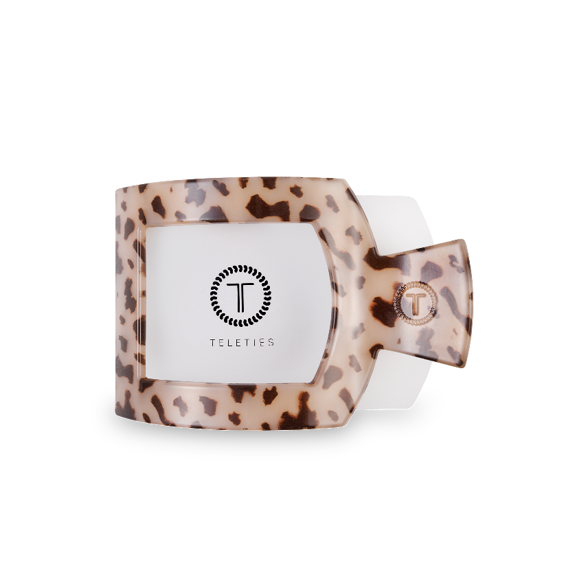 TELETIES - Square Flat Hair Clip | Med. | Blonde Tortoise