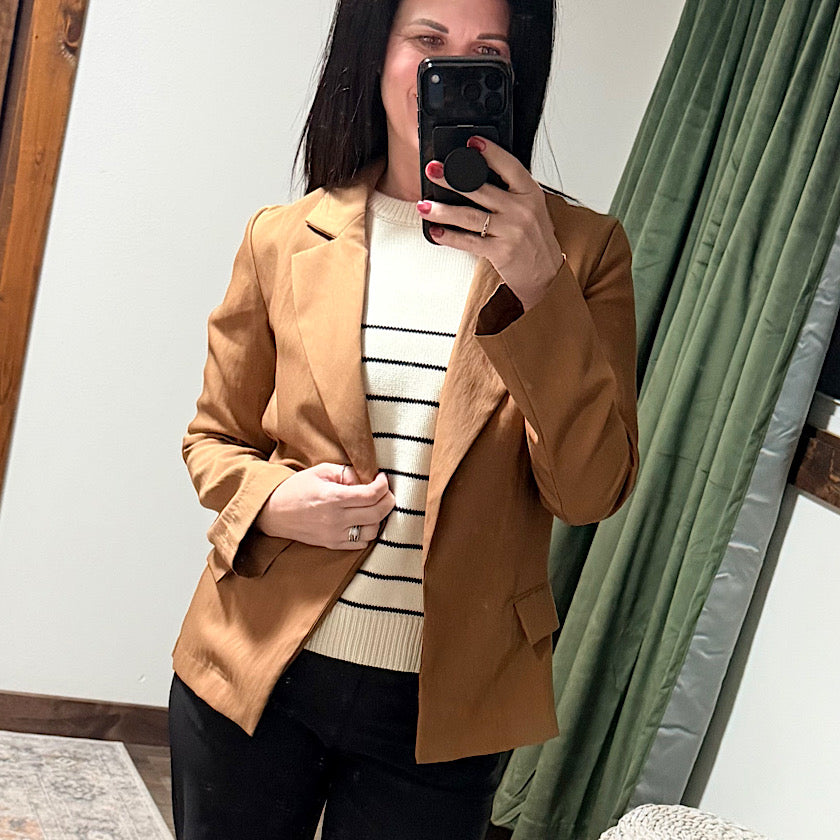 Mocha Open Front Blazer