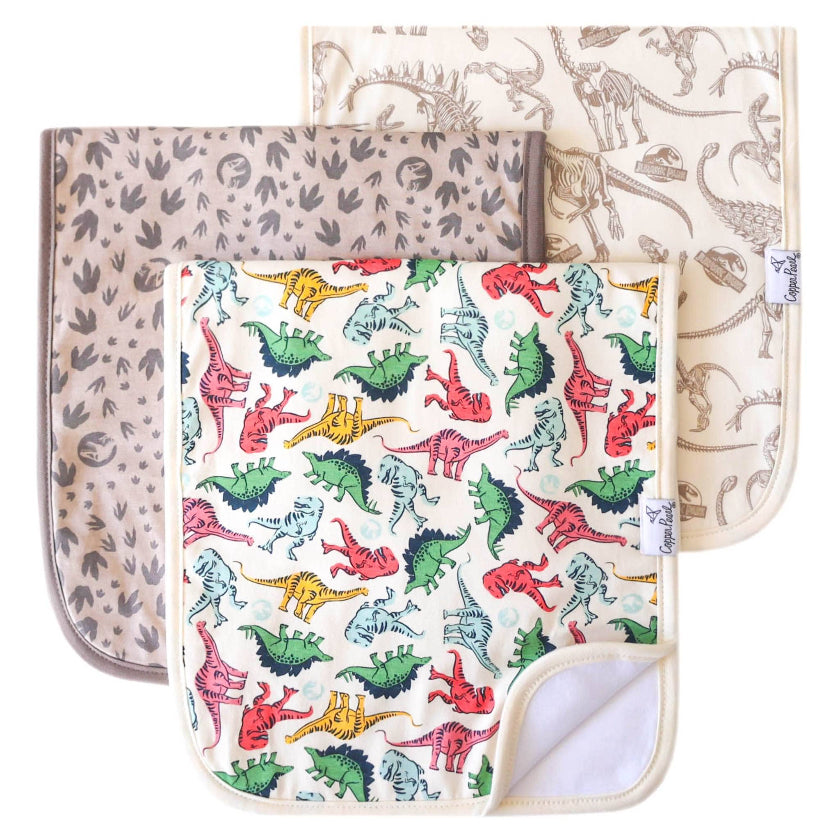 Three baby blankets with different patterns on a white background