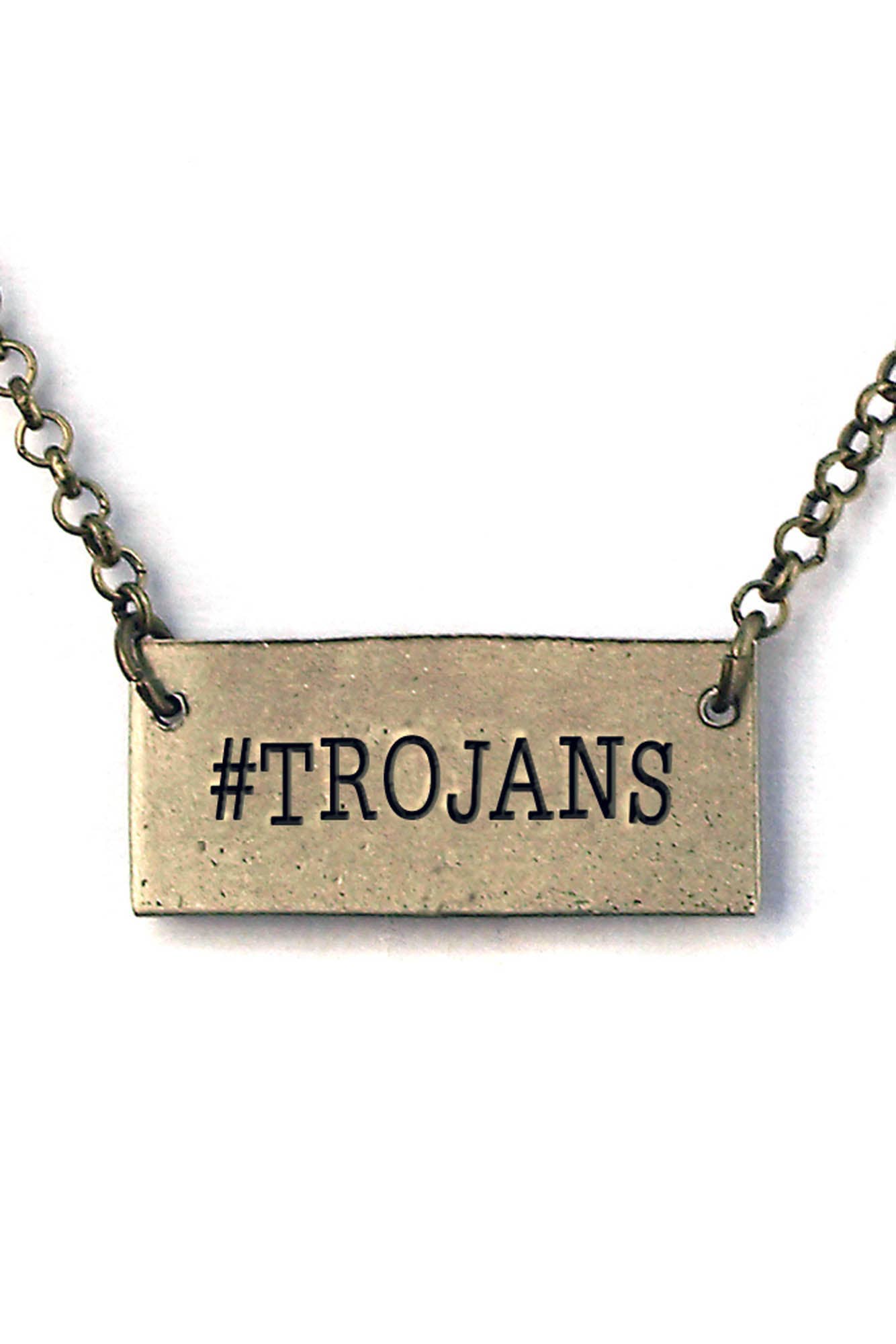 Hand-Stamped #TROJANS Rustic Necklace  Trojans