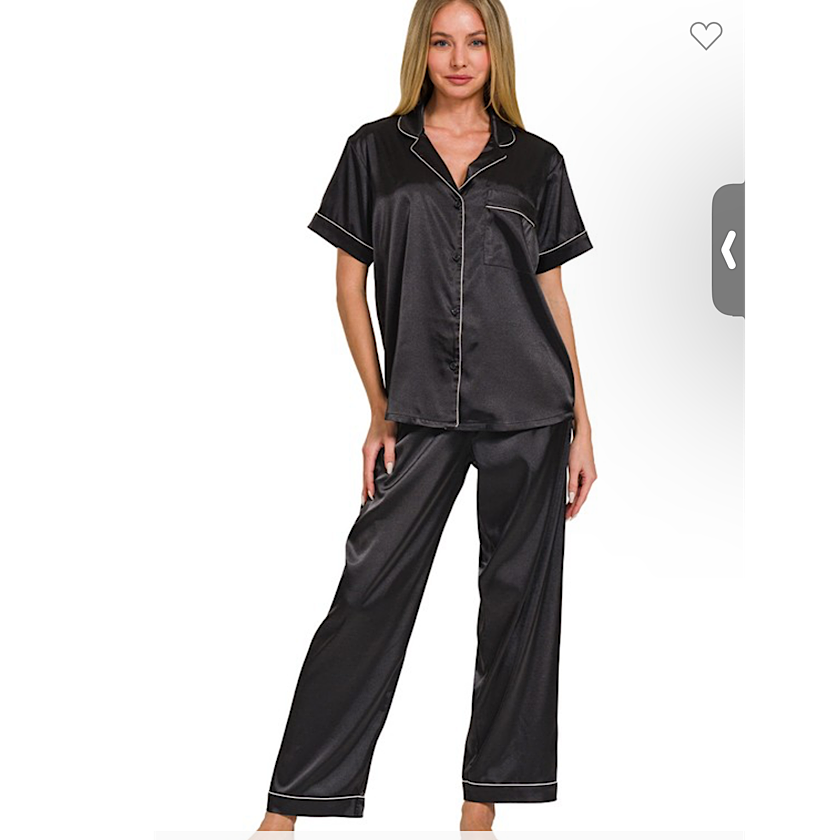 Satin Black PJ Set