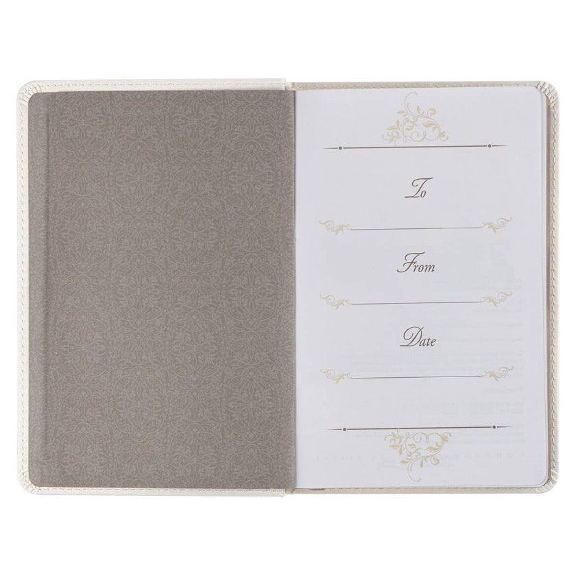 Christian Art Gifts - Mr. & Mrs. 366 Devotions for Couples White Faux Leather Devo