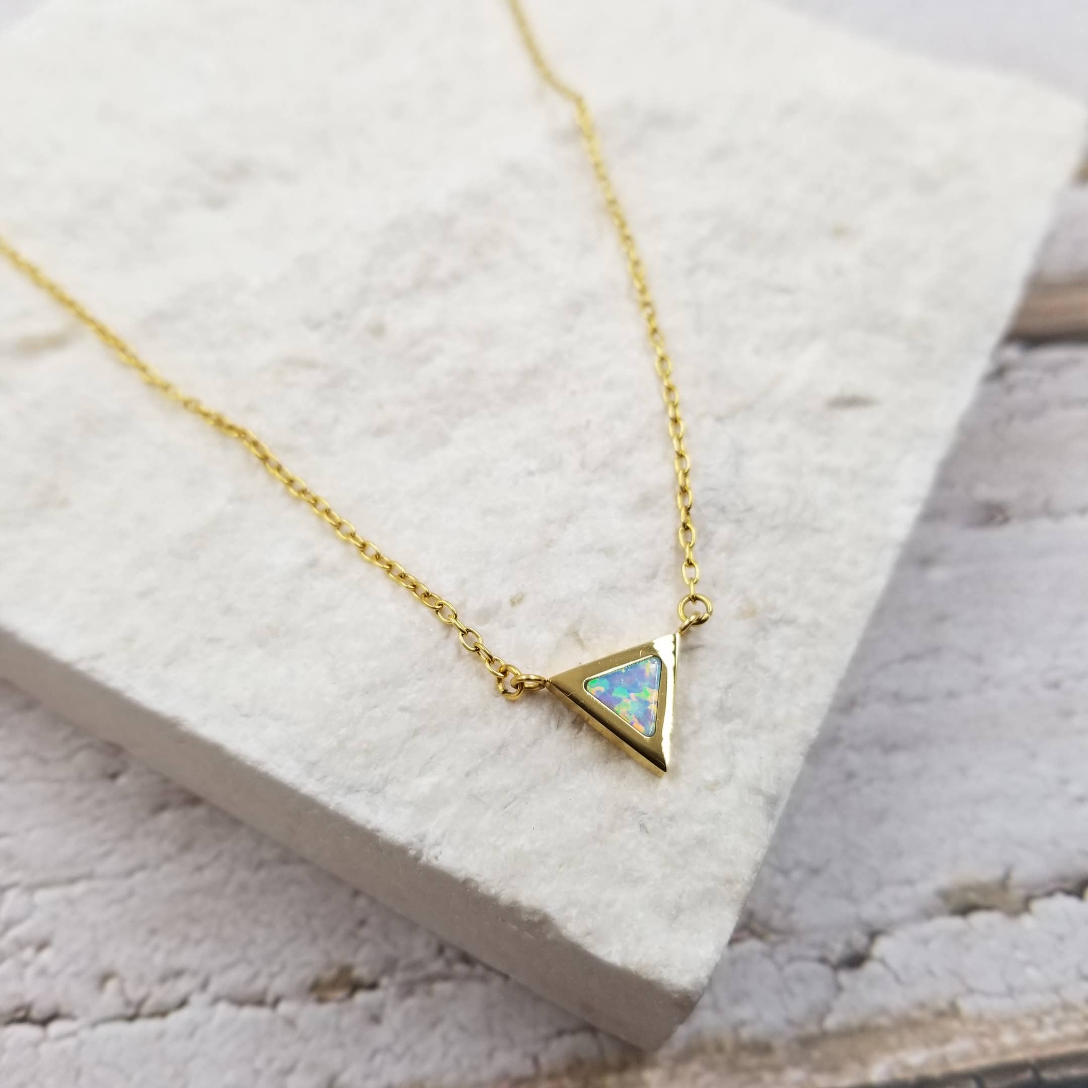 Titanium Steel Shiny Triangle Necklace