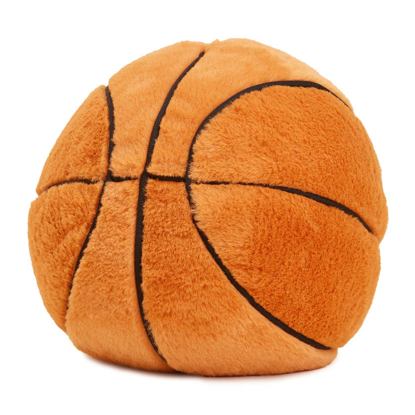Plush basketball toy on a white background