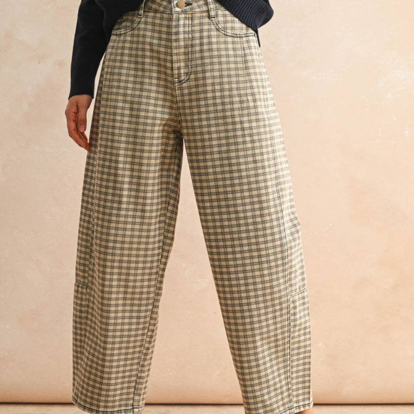 Mini Checker Barrel Pants