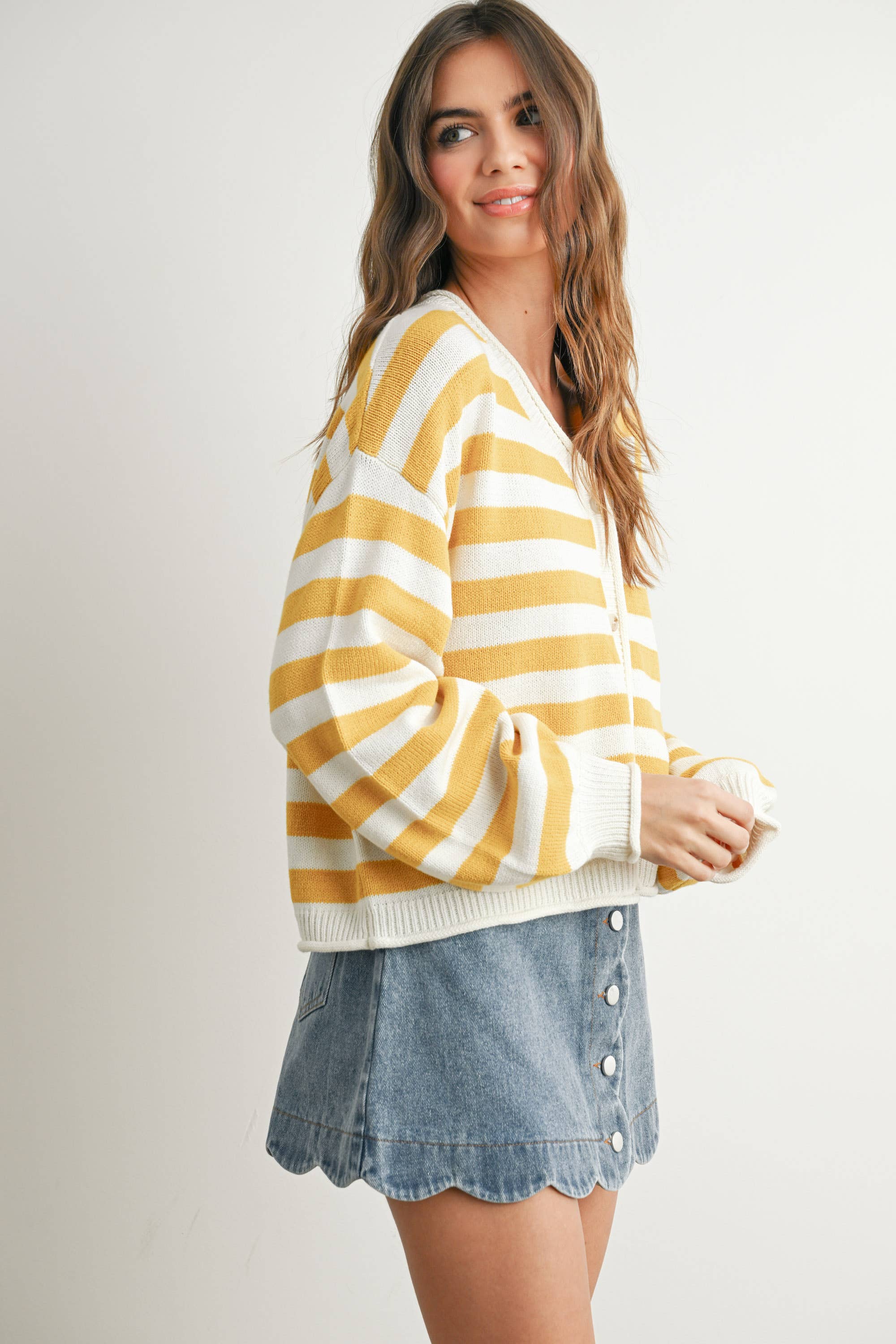 Stripe Button Cardigan